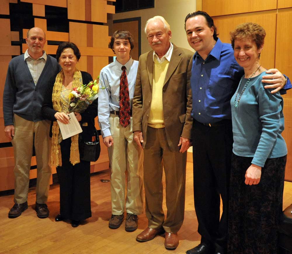 Ernst Mahle, Cidinha Mahle, and others onstage at Rock Hall, Philadelphia